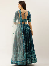 Teal Georgette Sequins Embroidered Lehenga choli For Women